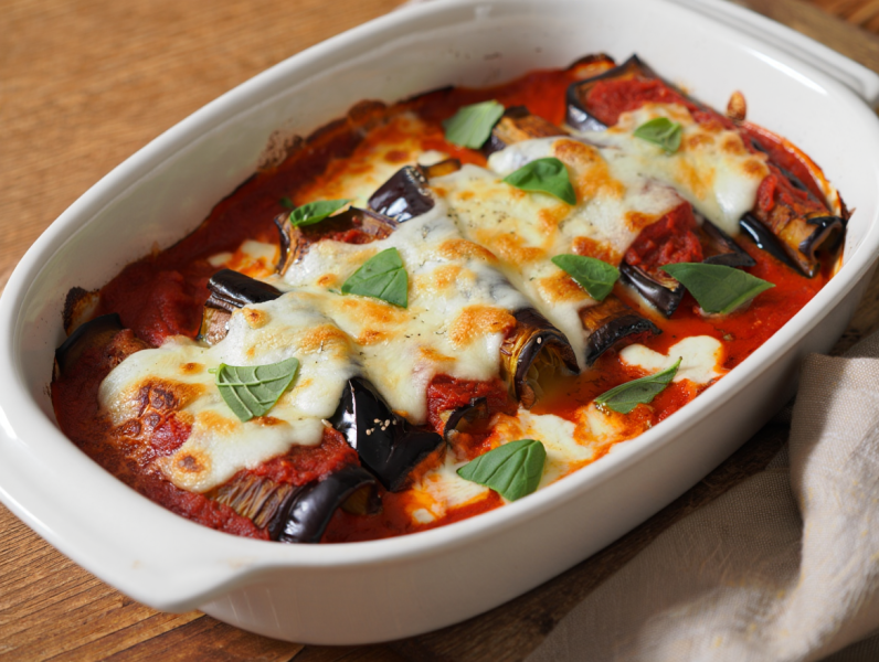 Baked Aubergine Rolls with Mozzarella - Italian Main course