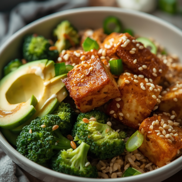 Green Goddess Bowl with Crispy Sesame Tofu - Fusion Main Dish
