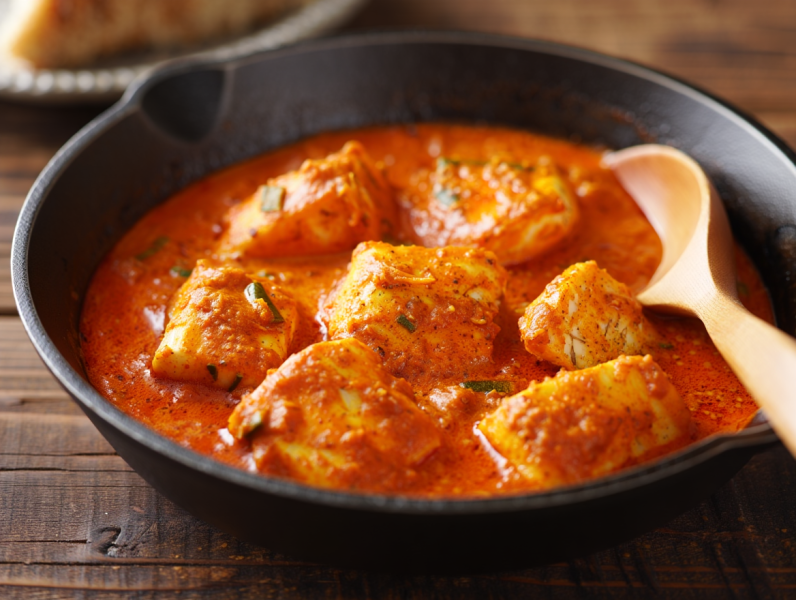 Monkfish Tikka Masala with Roti - Indian Main Course