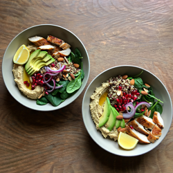 Quick Chicken Hummus Bowl