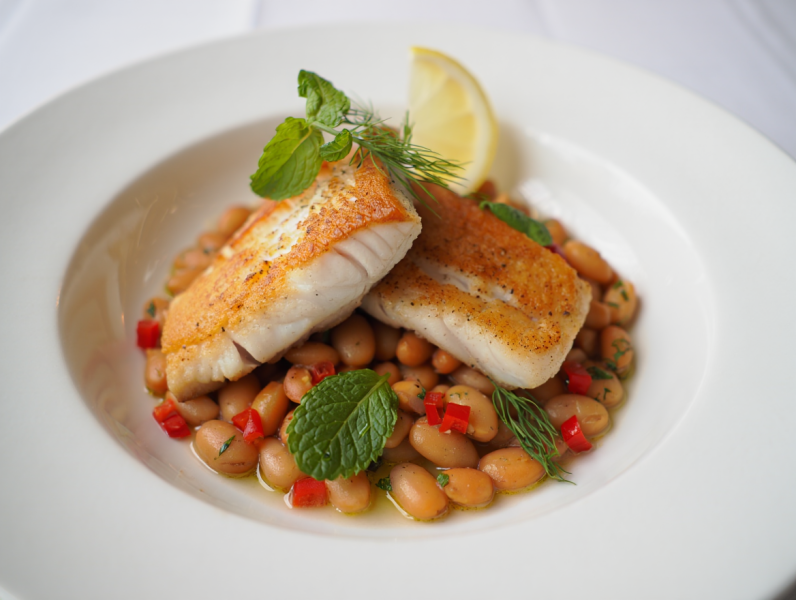 Seared Plaice Fillets with Warm Butterbeans, Lemon, Chilli and Herbs - British Main course