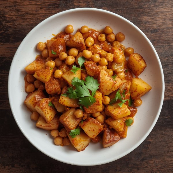 Spiced Chickpea & Potato Fry - Indian Main Dish
