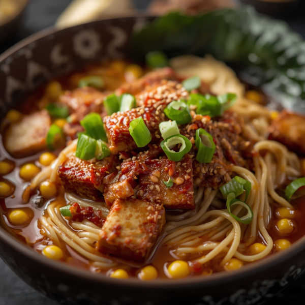 Spicy Peanut Butter & Corn Ramen - Japanese Fusion Main Dish