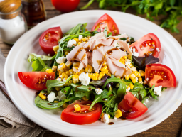 Summer Salad with Tomato, Corn, and Ham